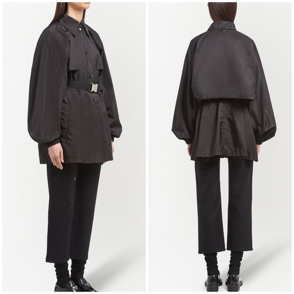 PRADA Black Re-Nylon safari rain jacket SZ IT 42, US 6, M - Picture 2 of 13